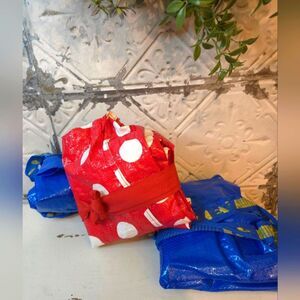 IKEA FRAKTA Used Bags 3 each 1 Red/White  and Blue Reusable Tote Bags